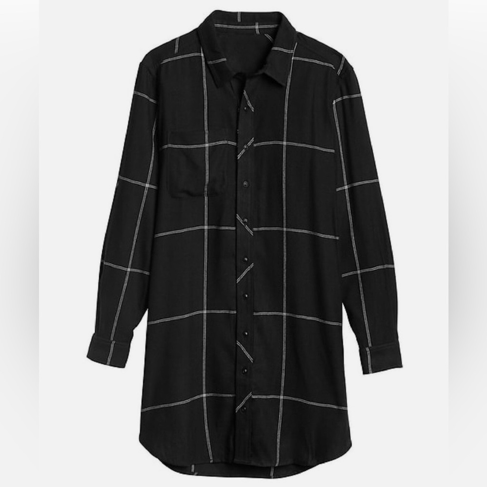 Athleta Trail to Town Black Checkered Flannel Shirt